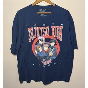 Men's Navy Blue Graphic Anime Tee Shirt Jujutsu Kaisen High Size 3XL